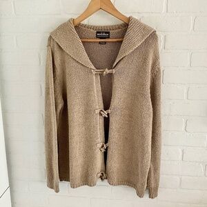 Woolrich Women’s Sweater knit Cardigan Tan Oatmeal Marine Shawl Collar Size L